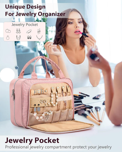 Lhelca Hanging Travel Toiletry Bag,Waterproof Makeup Cosmetic Bag Travel Organizer Wash Bag Travel Accessories Essentials Must Have
