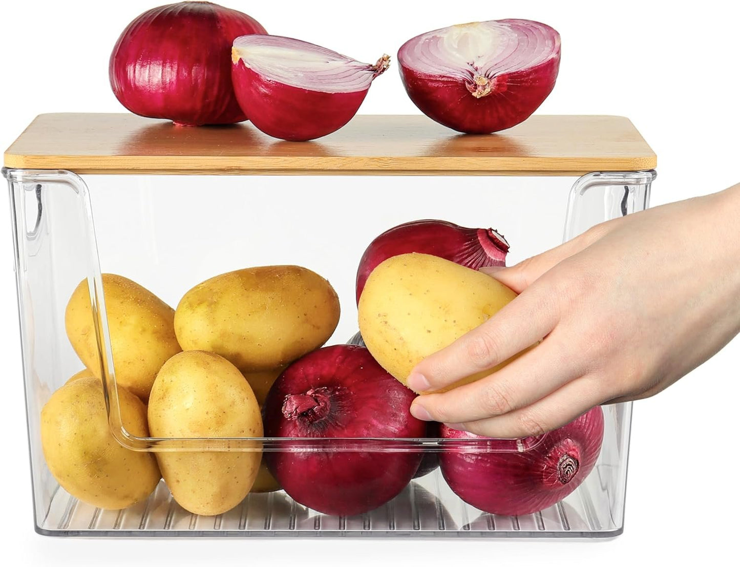 2 Set Pantry Organizers and Storage Stackable Onion Potato Storage Container Produce Storage for Vegetable, Fruit