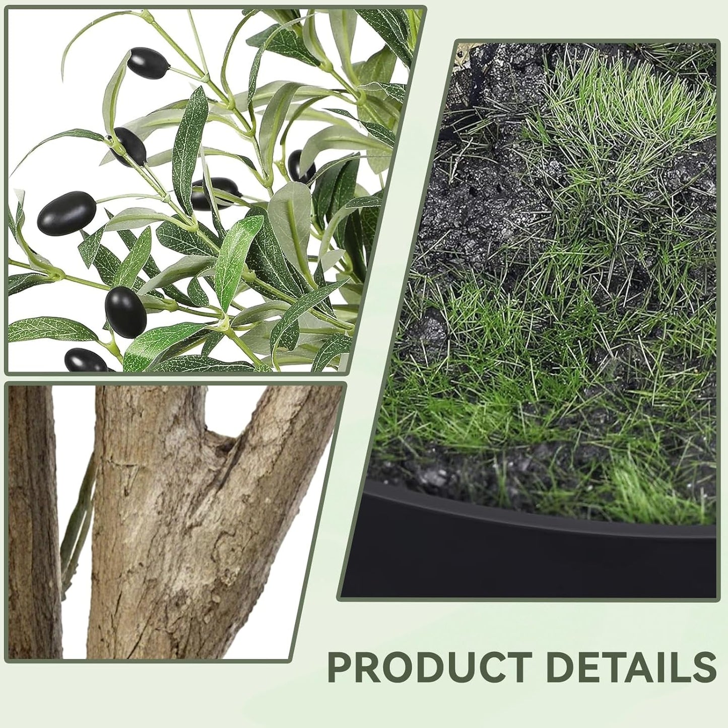 Shanghigh Artificial Olive Tree – 1.5m/5FT Tall Faux, Decoration Olive Silk Plant with Fake Moss, Large Lifelike Faux Plant in Pot, Potted Olive Tree for Modern Home Office Indoor Outdoor Decor, Gift