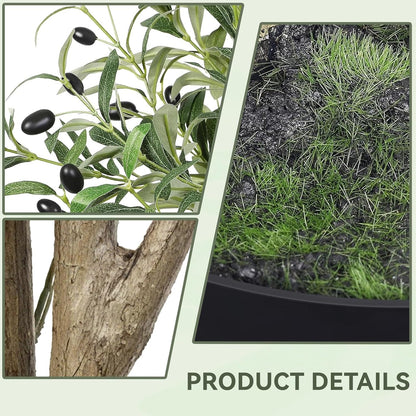 Shanghigh Artificial Olive Tree – 1.5m/5FT Tall Faux, Decoration Olive Silk Plant with Fake Moss, Large Lifelike Faux Plant in Pot, Potted Olive Tree for Modern Home Office Indoor Outdoor Decor, Gift