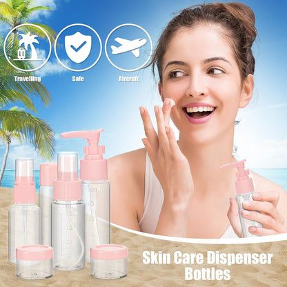 Noideeer 18 Pcs Silicone Travel Bottles Set Aviation Approved Liquid Containers Suitable for Shampoo, Lotion, Rinse, Shower Gel, with Labels and Travel Beauty Case