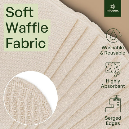 MioEco 20 Pack Reusable Paper Towels Washable - Nature Friendly Paper Towels - Organic Cotton Bamboo Alternative - Thick, Strong, Paperless Kitchen Dish Cloths - Reusable Napkins - Dish Towels