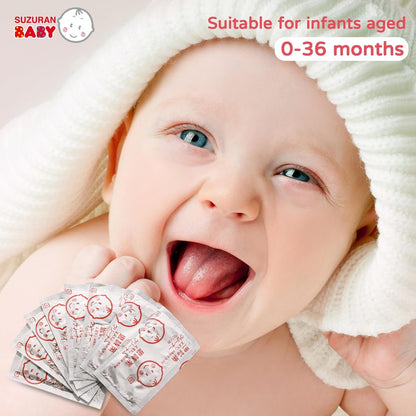 Suzuran Baby Mouth Wipes Cotton Pure Water, Finger Toothbrush Unscented Sensitive, Lint Free, Baby Oral Care for Gums, Teeth and Tongue Cleaning, Individually Wrapped 30 Packs