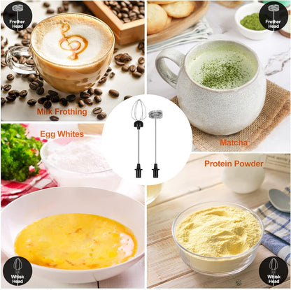 FoodVille MF02 Rechargeable Milk Frother Handheld Foam Maker with Stainless Whisk for Cappuccino, Latte, Bulletproof Coffee, Keto Diet, Protein Powder, Matcha (Black)