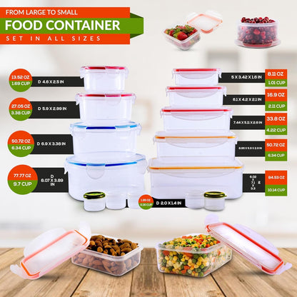28 PCs Large Food Storage Containers with Airtight Lids- Fridge Pantry Organiser For Home, kitchen storage &Organisation. Meal Prep Containers Set-BPA Free Plastic & Microwave Safe Bento Lunch Box