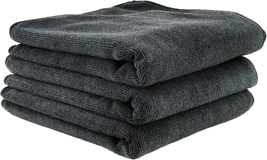 Chemical Guys MIC35303 Workhorse Professional Grade Microfiber Towel, Black, (Safe for Car Wash, Home Cleaning & Pet Drying Cloths) 16" x 16", Pack of 3