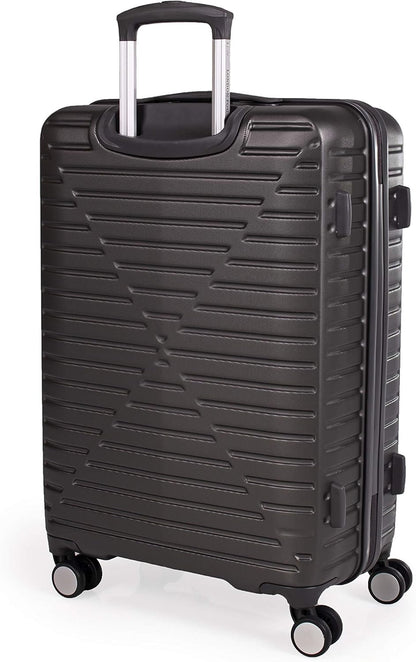 london Fog ABS Hard Case - 8 Wheel Spinner Travel Luggage | Telescopic Drag Handle | TSA Security Locks LFL005, dark grey, Cavendish