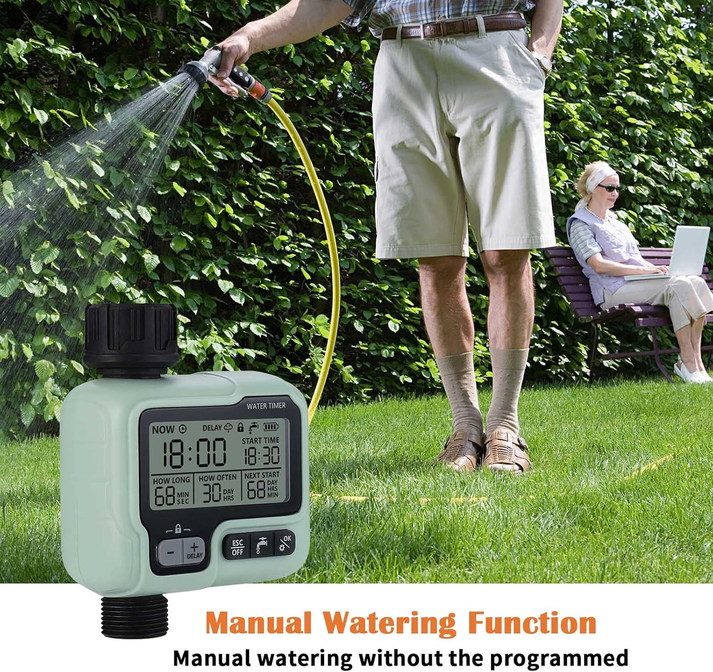 Johgee Garden Sprinkler Timer for Watering Garden Computer Watering IPX5 Automatic Water Timer Easy Control