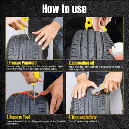 33Pcs Tire Repair Kit, Heavy Duty Tire Plug Kit，Universal Tire Repair Tools to Fix Punctures and Plug Flats Patch Kit for Cars, Motorcycles, Atvs, Tractors, Etc