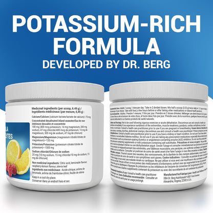 Dr. Berg Electrolytes Powder No Sugar - Enhanced w/ 1000 mg of Potassium & Real Sea Salt - Zero Sugar Electrolyte Powder - Raspberry & Lemon Flavor Hydration Powder Electrolytes - 50 Servings