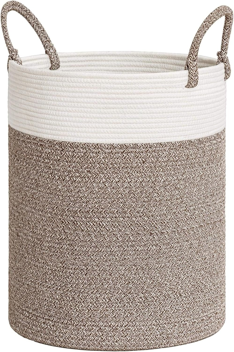 INDRESSME Extra Large Laundry Basket,Woven Laundry Hamper with Handles,Baskets Storage Organization for Blanket Home Décor,Tall Rope Storage Basket for Towels, Pillows,16 x 20 inches