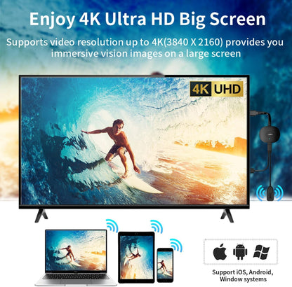 Wireless HDMI Display Adapter 4K 1080P, MpioLife WiFi Streaming Video Mirror Screen Receiver from iPhone, iPad, Android, PC, Tablet, Windows to HDTV/Monitor/Projector, Support Miracast, Airplay, DLNA