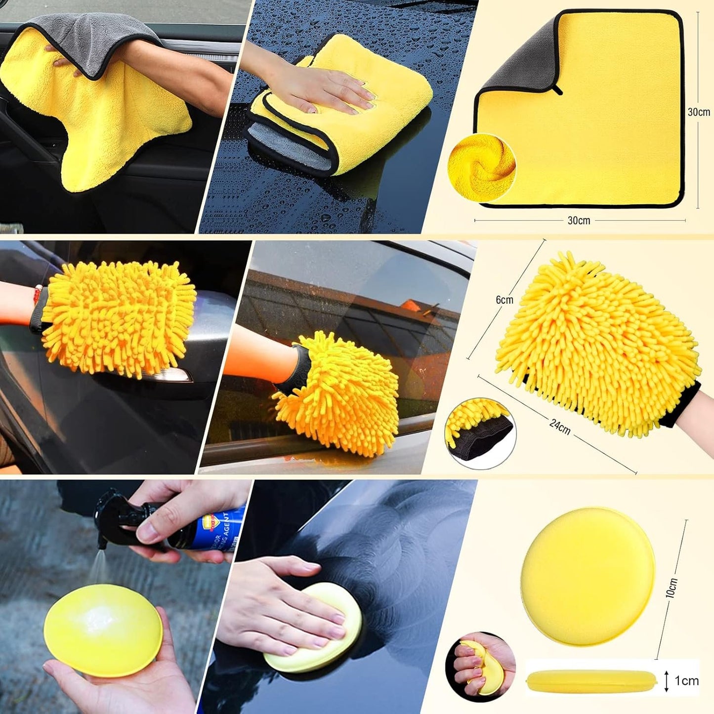 20 Piece Car Cleaning Set for Indoor and Outdoor Car Wash Set with Brushes, Polishing Sponges, Cleaning Gel and More Handy Carry Bag Included