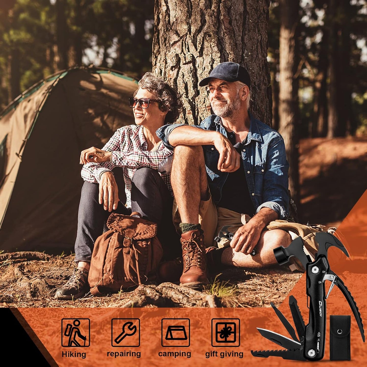 Dusor Father‘s Day Gifts from Daughter Wife Son 12 in 1 Hammer Multitool, Gifts for Men, Birthday Anniversary Father‘s Day Gift for Godfather Boyfriend Husband Him, Gadgets for Men Who Wants Nothing