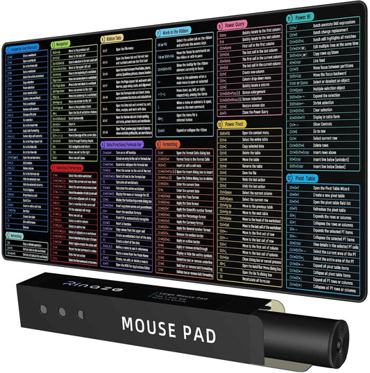 Rinaze Large Mouse Pad With Excel Shortcuts Cheat Sheet, XXL Gaming Mousepad Keyboard Pad, Office Desk Accessories for Computer, MacBook, PC and Laptop