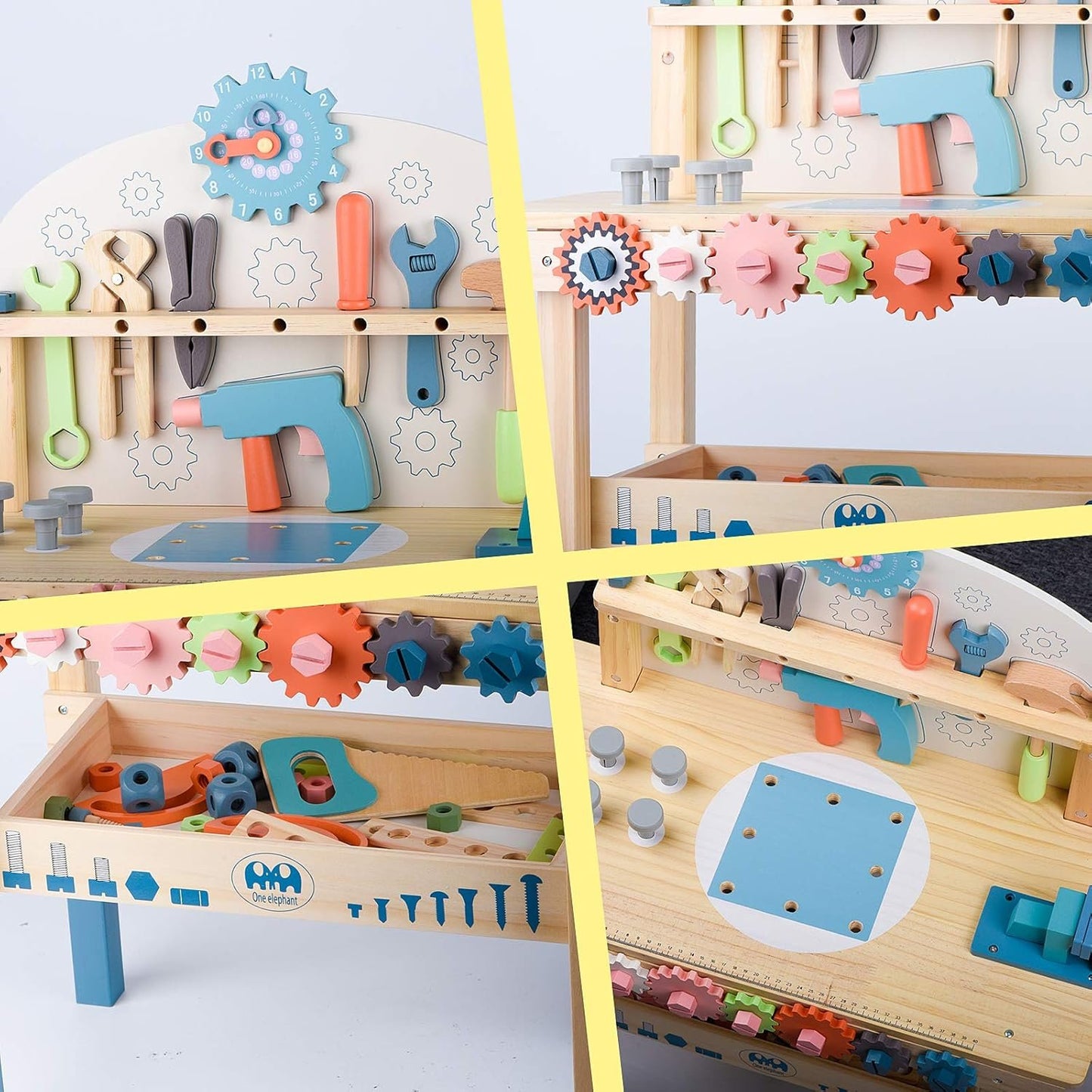 Tool Bench for Kids Toy Play Workbench Wooden Tool Bench Workshop Workbench with Tools Set Wooden Construction Bench Toy for 3 4 5 Year Old Boys Girls