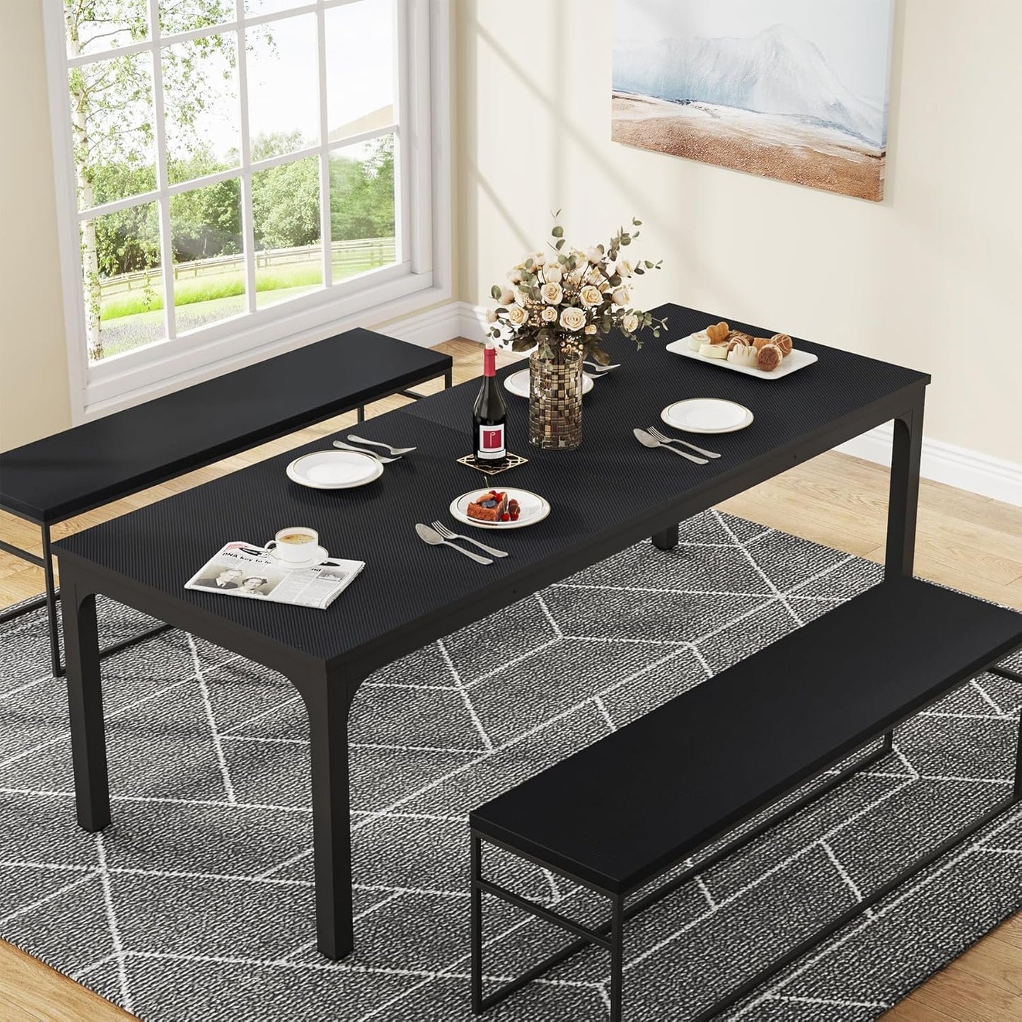 Tribesigns Dining Table for 6-8 Person, 78 inch Long Rectangular Kitchen Dining Table for Living Room and Dining Room, 78.7 x 27.5 x 29.5 Inches(Only Table)