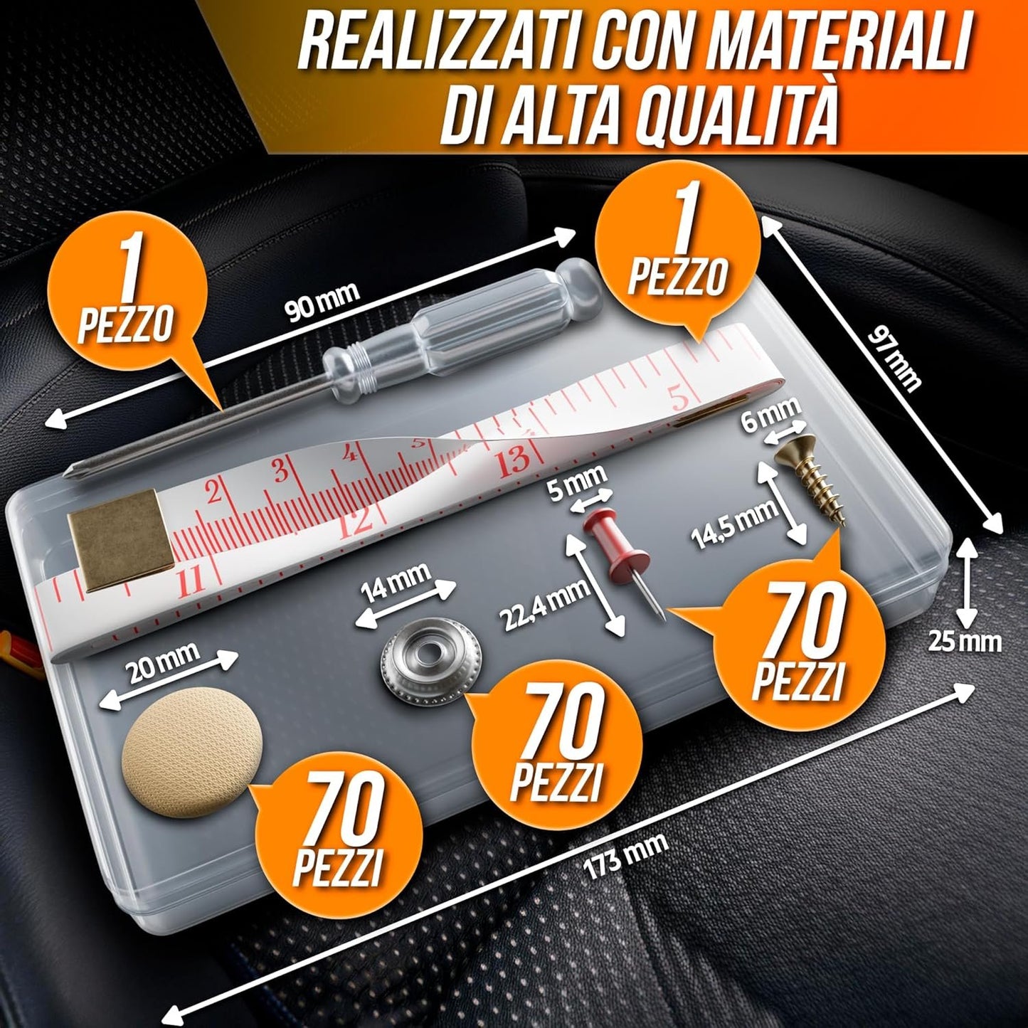 70 Pcs Car Roof Pins Kit + 70 Red Pins + 1 Screwdriver + 1 Metric Tape - Ideal for Car Fallen Roof Repair - Essential Part of Your Car Accessories (Beige)