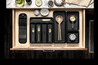 madesmart Premium Antimicrobial Classic Small in-Drawer Knife Mat, Soft-Grip, Non-Slip Drawer Organizer, Long-Lasting Home Organization, EPA Certified, Carbon