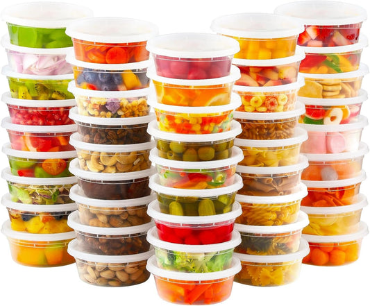 AOZITA 36 Sets 8 oz Plastic Deli Food Containers With Lids, Airtight Food Storage Containers, Freezer/Dishwasher/Microwave Safe, Soup Containers For Takeout Meal Prep Storage