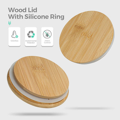 ComSaf 70oz Glass Spaghetti Pasta Storage Container with Bamboo Lids 2050ml Set of 3, Round Tall Clear Airtight Food Storage Jar, Kitchen Pantry Storage Container for Noodles Cereal Coffee Beans