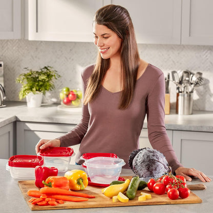 Rubbermaid TakeAlongs Food Storage Containers, 52 Piece Plastic Container Set, Dishwasher and Microwave Safe Meal Prep, Snack, and Lunch Container, BPA Free, Ruby Red