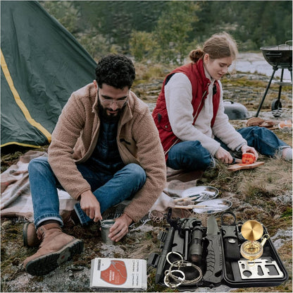 YELINTIAN 16 in 1 Survival Kit, Multi-Purpose Emergency Survival Kit,Multi-Tools Survival Gear and Equipment with Molle Pouch, Gifts for Dad Men Camping Hiking Outdoor Emergency