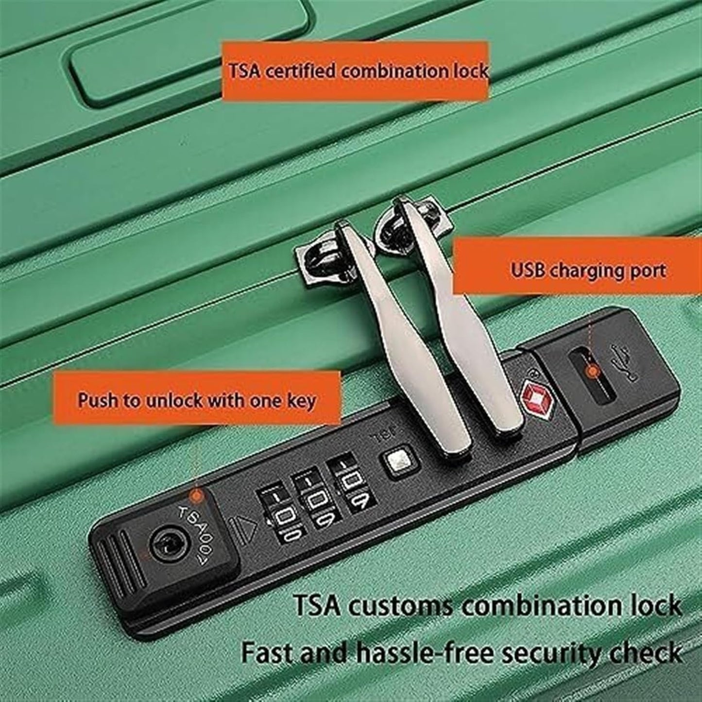 BODHIS Luggage Suitcase Trolley USB Interface Suitcases Trolley Luggage Universal Wheels Combination Lock Luggage Hand Luggage, a
