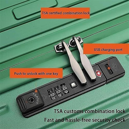 BODHIS Luggage Suitcase Trolley USB Interface Suitcases Trolley Luggage Universal Wheels Combination Lock Luggage Hand Luggage, a