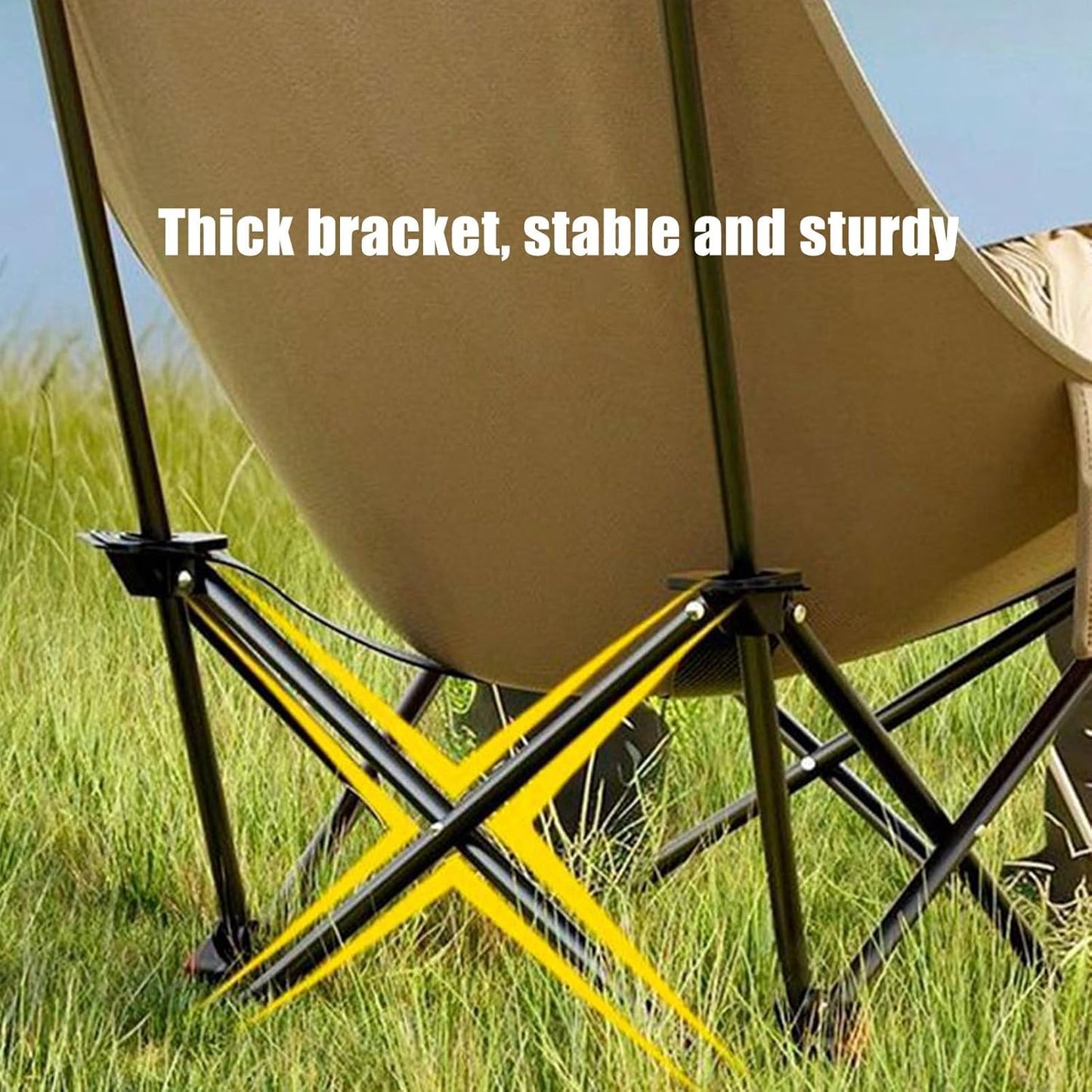 Folding Camping Chair, Portable Beach Seat, Breathable Outdoor Gear, 35.83x18.11x18.11 Inches Ideal for Garden, Hiking, Travel, Fishing, Picnic, Sports, Backyard Use, Khaki