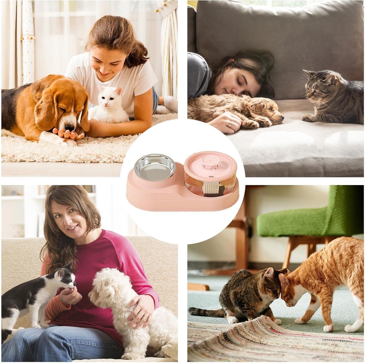 Mangiatoia per gatti e distributore di acqua, 2 in 1, distributore automatico di acqua per gatti, forniture per l'alimentazione e l'irrigazione degli animali domestici per la gestione di allevamenti