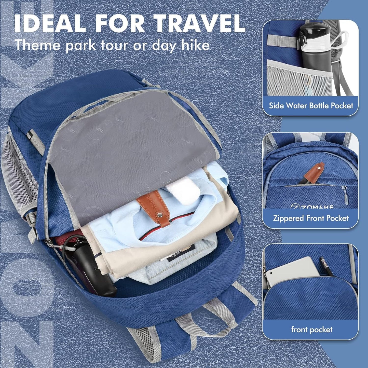 ZOMAKE Foldable Backpack - Lightweight Folding Packs 30L, Packable Hiking Daypack for Travel Outdoor Camping