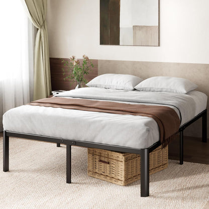 Zinus Van Double Bed Frame 40cm Metal Bed Base | Steel Slat Mattress Support | Bedroom Furniture, Black