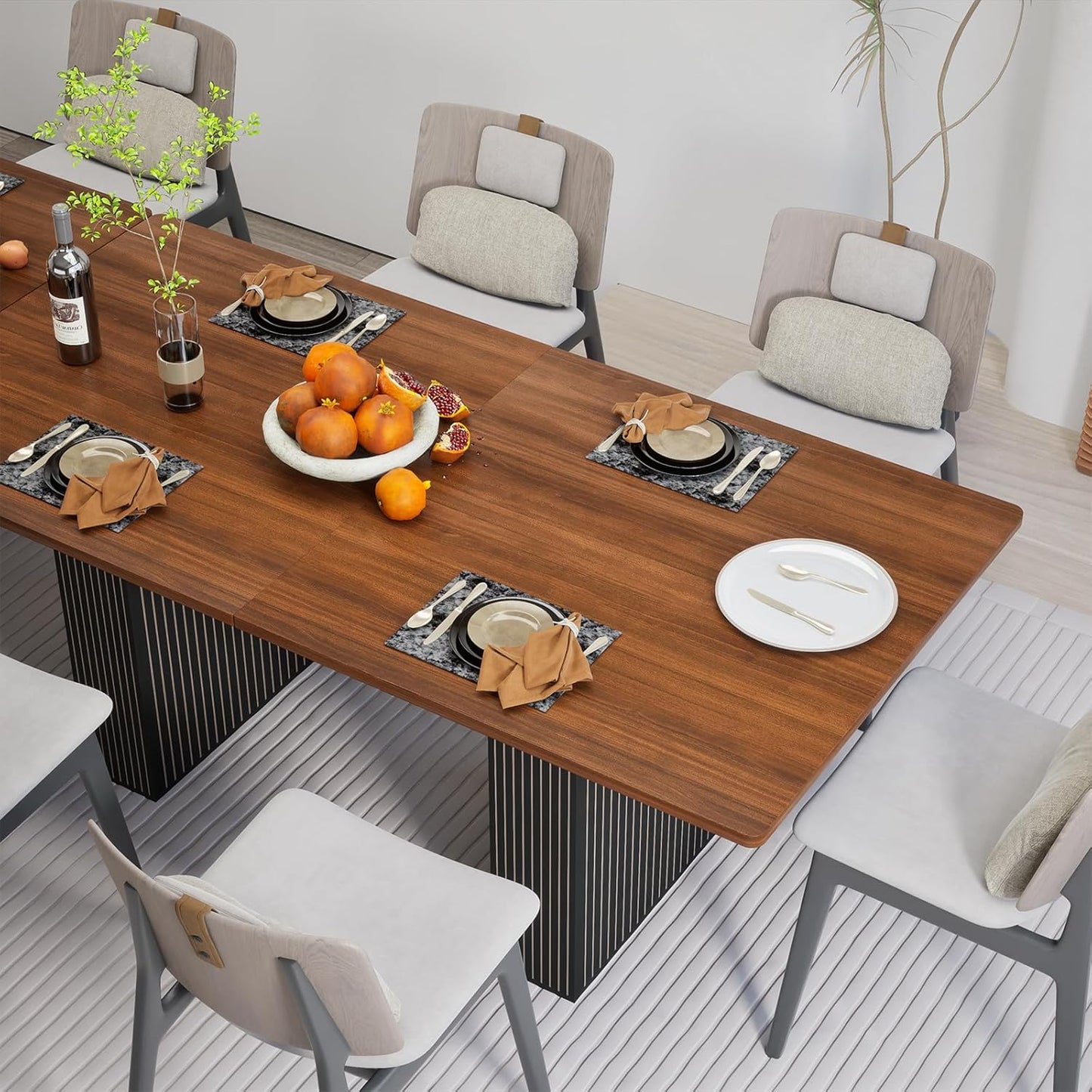 EUNEWR Dining Table, Dining Table, 120 x 80 cm, for 6-10 People, Retro Wood Dining Table for Dining Room, Kitchen, Living Room