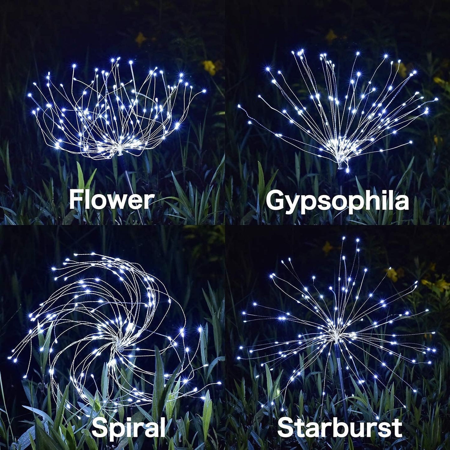 Solar Lights Outdoor, 4 Pack 120 LED Waterproof Solar Firework Lights are 8 Modes Decorative Sparkles Stake Landscape Light, Garden Copper Wire Firework Lamp for Backyard Lawn Patio Decor(Cool White)