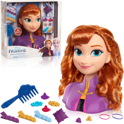 Just Play Disney's Frozen 2 Anna 7.5-inch Styling Head, 17-Pieces, Kids Toys for Ages 3 Up by