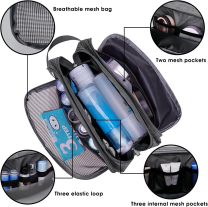 Toiletry Bag Small Nylon Dopp Kit Lightweight Shaving Bag for Men and Women (Cationic Grey)