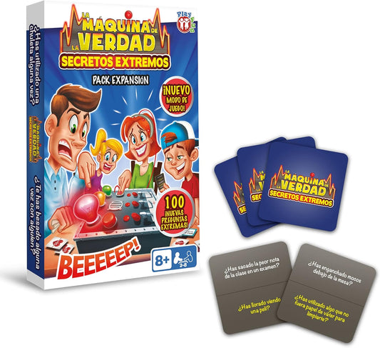 Play Fun by IMC Toys - Expansion Pack with 100 Questions for the Truth Machine Extreme Game (sold separately), Ages 8 and up, Spanish Version