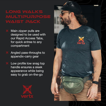 Vertx Mens Long Walks Mp 2l Tactical Waist Fanny Pack Concealed Carry Gear Bag for Travel, CCW, EDC Work Waist Pack
