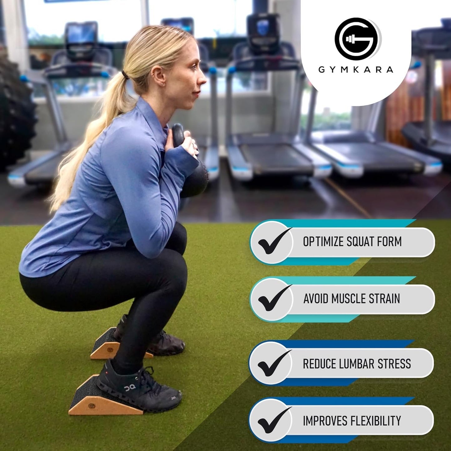 Gymkara Squat Wedge Block Cork 2 Pack - Non Slip Heel Elevated Squat Wedge and Calf Raise Block - Slant Board for Squats to Avoid Muscle Strain and Optimize Squat Form