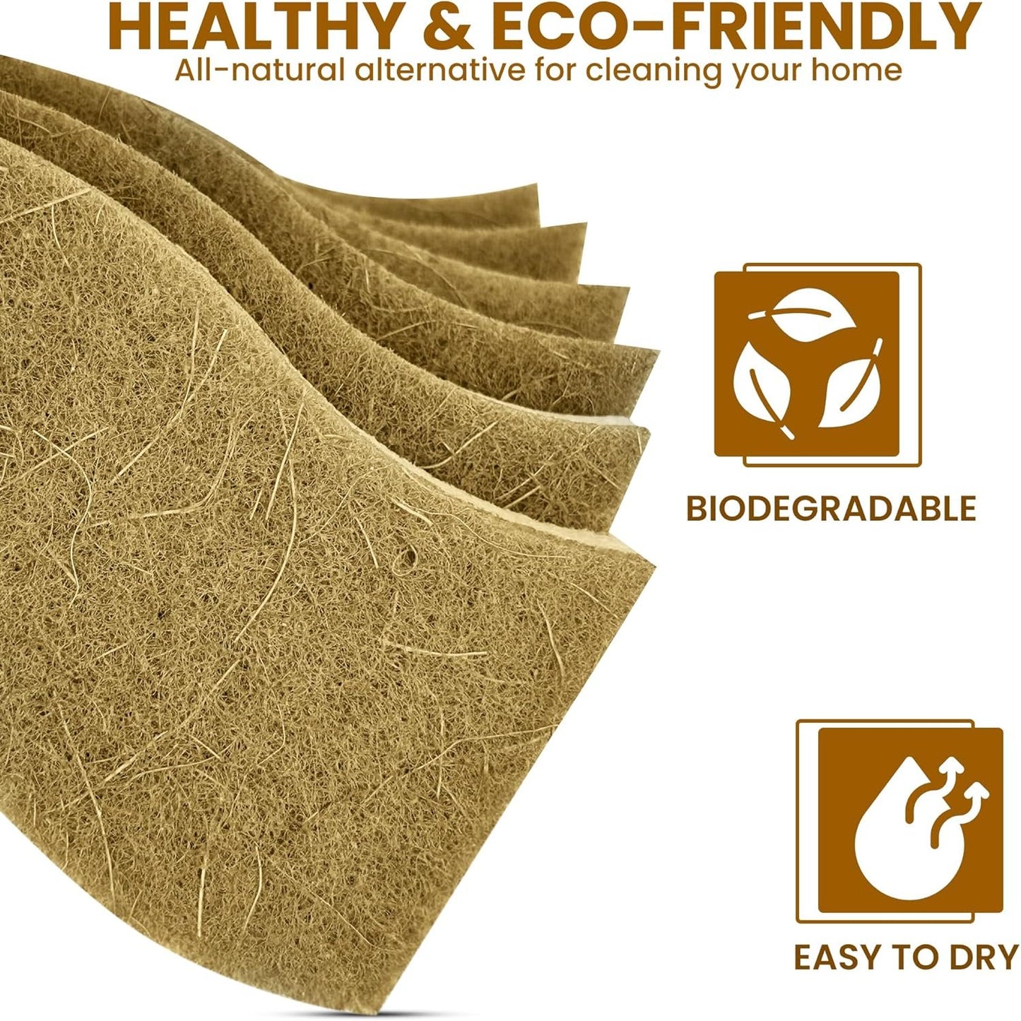MMG Prime Natural Kitchen Sponge –12-Pack Biodegradable Sponges for Dishes –Compostable Dish Washing Scrubbers – Eco Friendly Non-Scratch Cellulose & Coconut Husk Scrubber Sponges for Cleaning