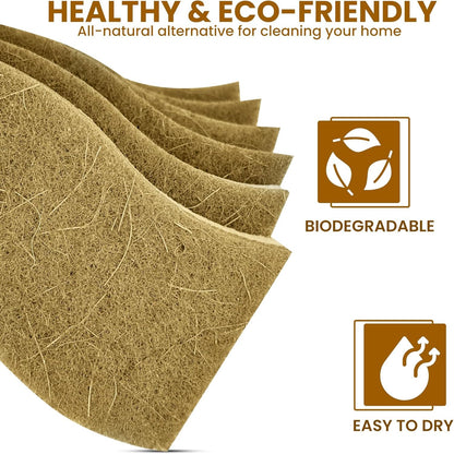 MMG Prime Natural Kitchen Sponge –12-Pack Biodegradable Sponges for Dishes –Compostable Dish Washing Scrubbers – Eco Friendly Non-Scratch Cellulose & Coconut Husk Scrubber Sponges for Cleaning