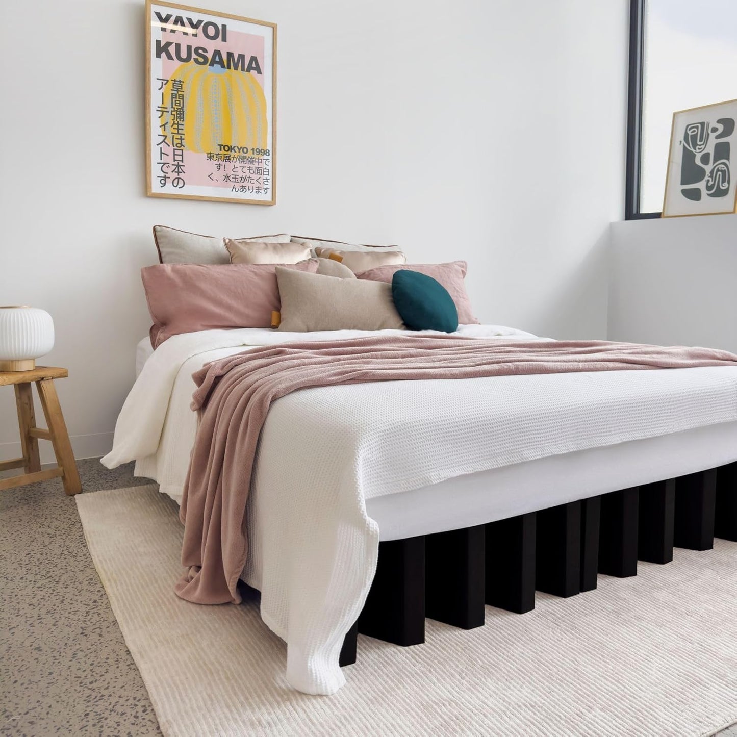 Yona Cardboard Bed - Eco-Friendly, 100% Recyclable, Durable Australian Bed Base | Sustainable, Minimalist Design | Holds Up to 3200kg | Easy Assembly and Repositioning(Black, Double)