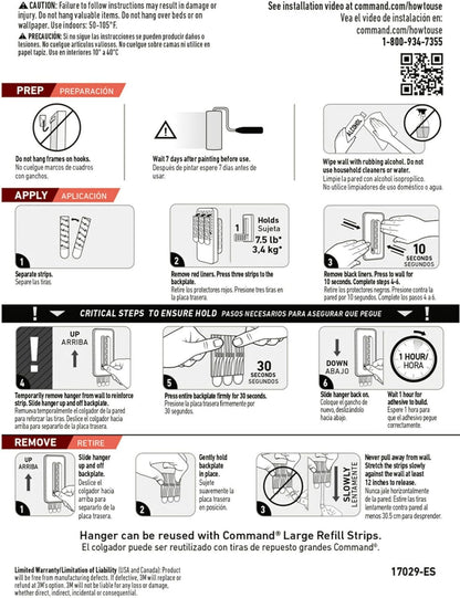 Command Folding Clothes Hanger, Holds up to 5 Hangers 7.5 lb, 1.5lbs per Rung, 1 Hook with 5 Rungs, 4 Strips, Closet Organizer, Home Organization (2 Pack)