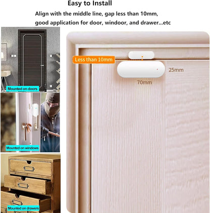 Comboss Smart WiFi Door Sensor Detector, Wireless Real-Time Alarm, Security Door Opening Contact Sensor for Business Intrusion Alarm, 4 Pack