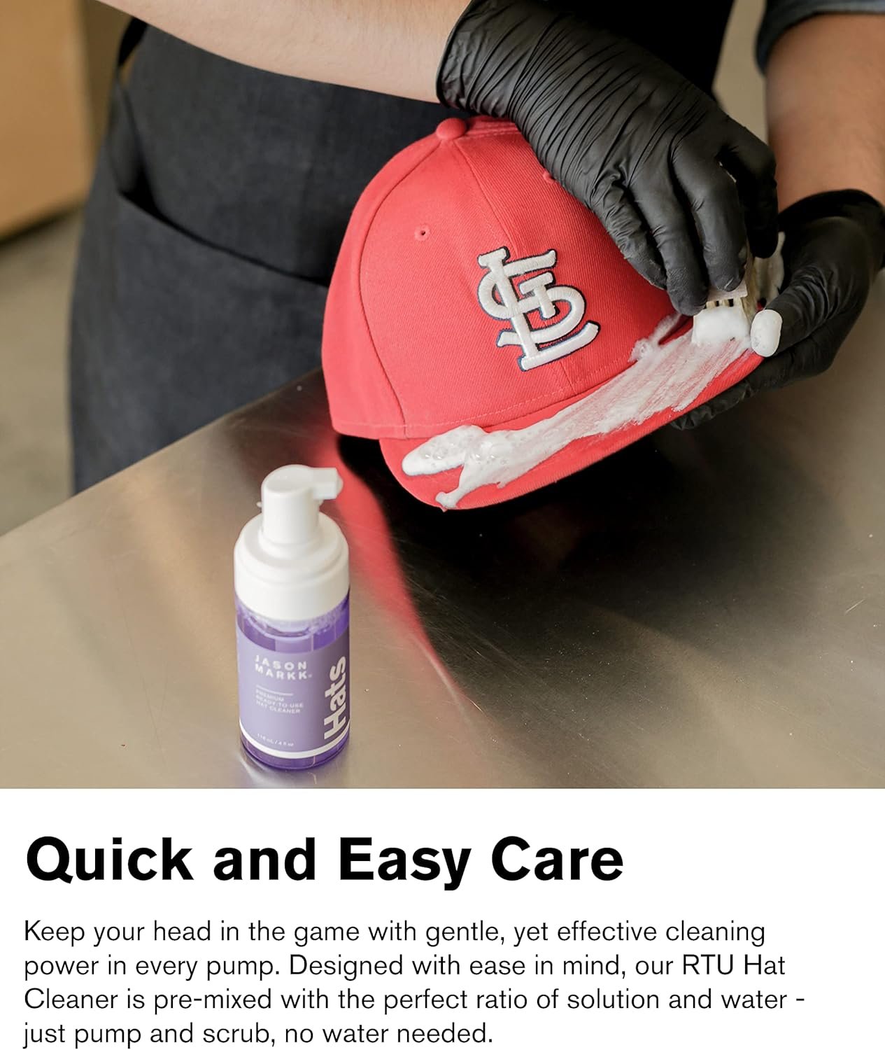 Jason Markk Hat Care Kit, Hat Cleaner, 2-Piece Set, Ready-To-Use Foam & Delicates Brush, Cap Cleaning, Ideal for Headwear, Safe for Cotton, Wool, Felt, Corduroy, Polyester, 4oz