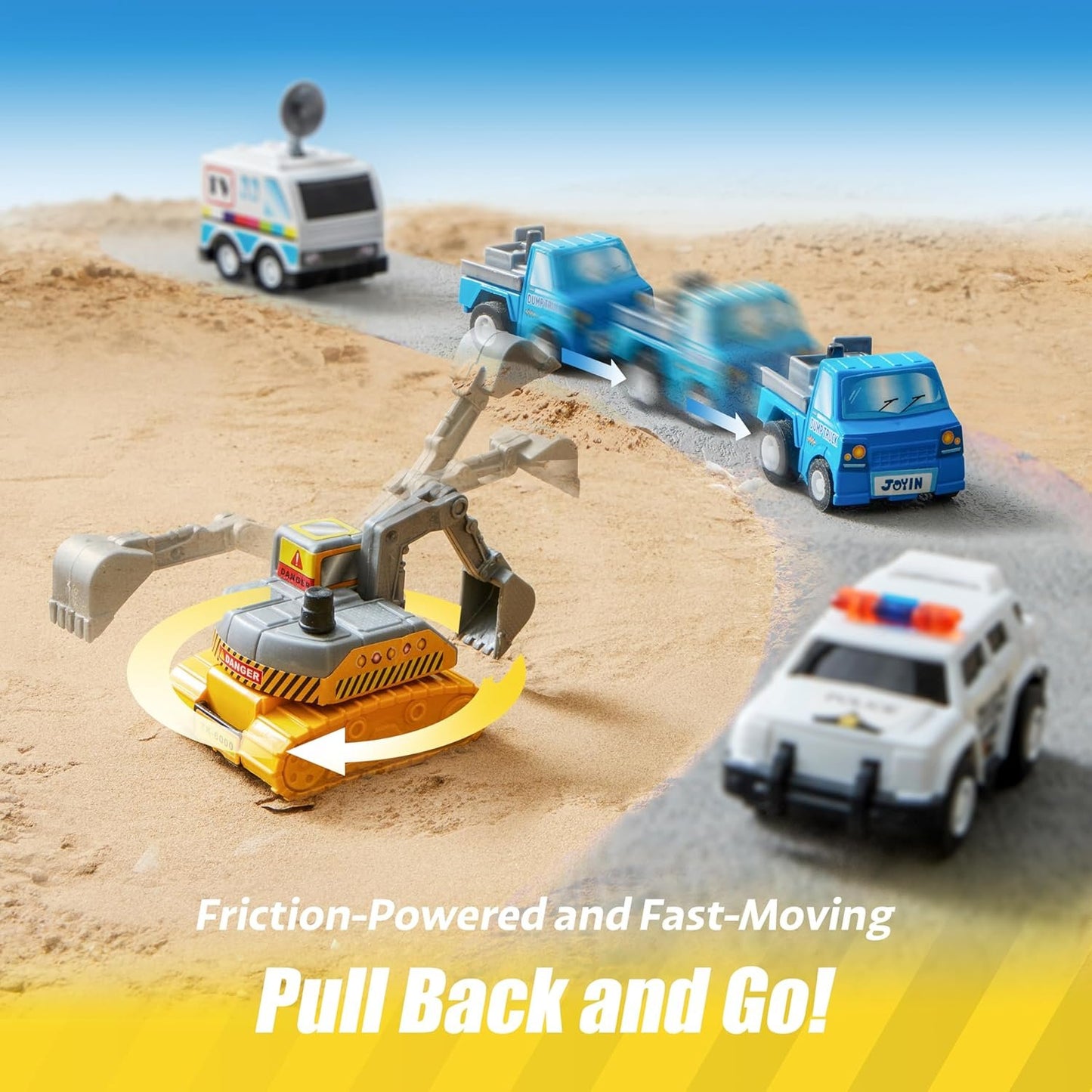 18 Piece Pull Back City Cars and Trucks Toy Vehicles Set Model Car, Friction Powered Die-Cast Cars for Toddlers, Boys, and Girls’ Educational Play - Kids Presents Toys