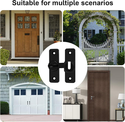 Barn Door Lock, 90 Degree Stainless Steel Sliding Safety Latch, Heavy-Duty Household Security Locking Tool for Shutters, Sheds, Cabinet, and Interior Room Doors
