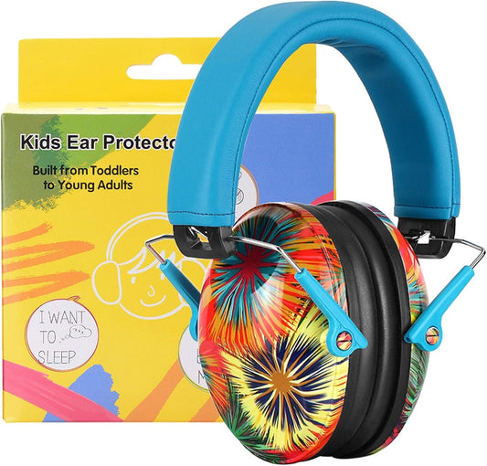 PROHEAR 032 Kids Ear Protection Safety Noise Earmuffs with NRR 25dB, Children Adjustable Headband Hearing Protectors for Monster Trucks, Sports Events, Concerts - Fireworks Pattern