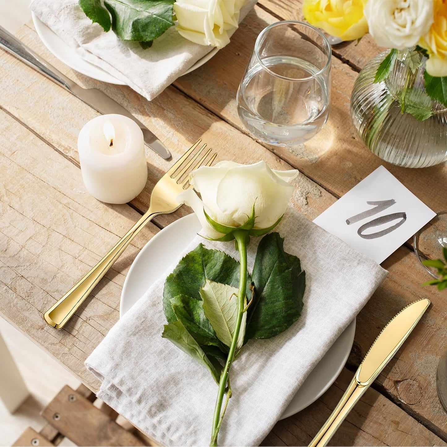 120 PCS Gold Plastic Silverware Sets, Disposable Heavy Duty Gold Utensils Sets,Includes 40 Forks,40 Spoons,40 Knives, for Wedding Reception Family Gatherings, Party, Birthdays and Daily Use